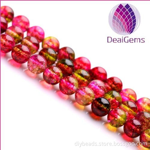 8mm round crackle coloful quartz beads